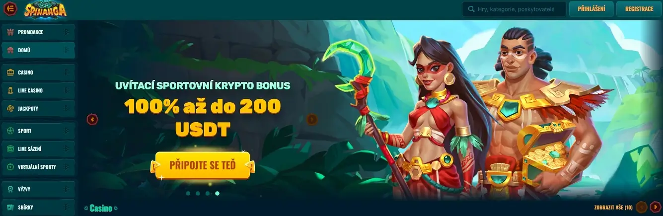 Domovská stránka Spinanga Casino