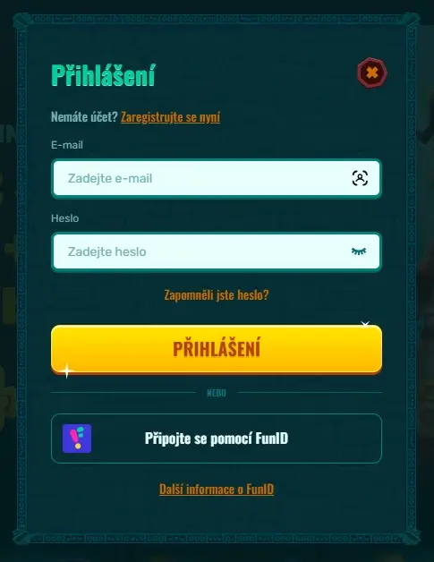 Přihlašovací formulář uživatele Spinanga Casino